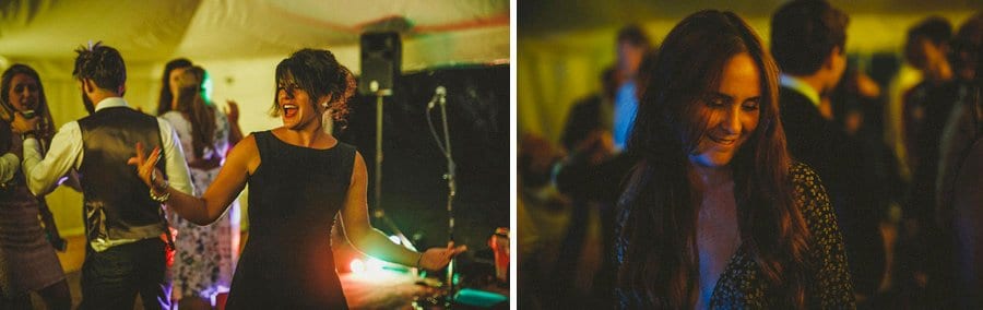 The grooms sister dancing on the dancefloor in the marquee