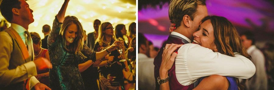 Wedding guests dancing in the marquee