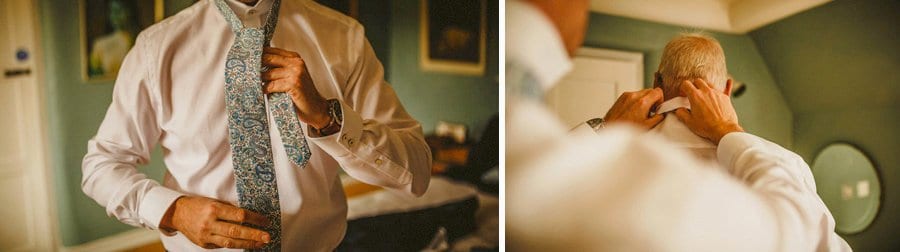 The groom and ushers get ready in the grooms bedroom