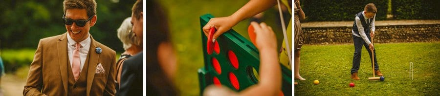 Lawn games at the front of Voewood house