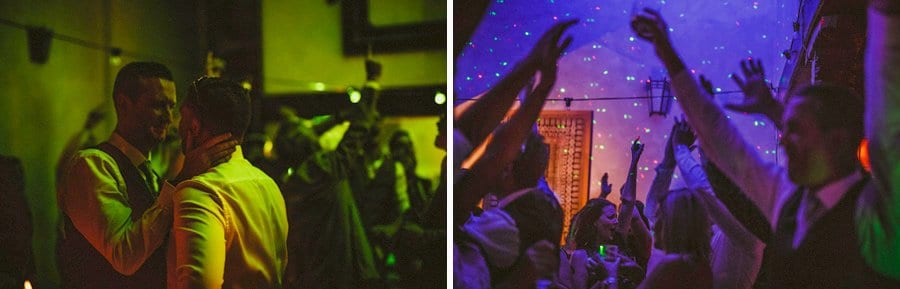 Wedding guests dancing on the dancefloor at Voewood in Norfolk