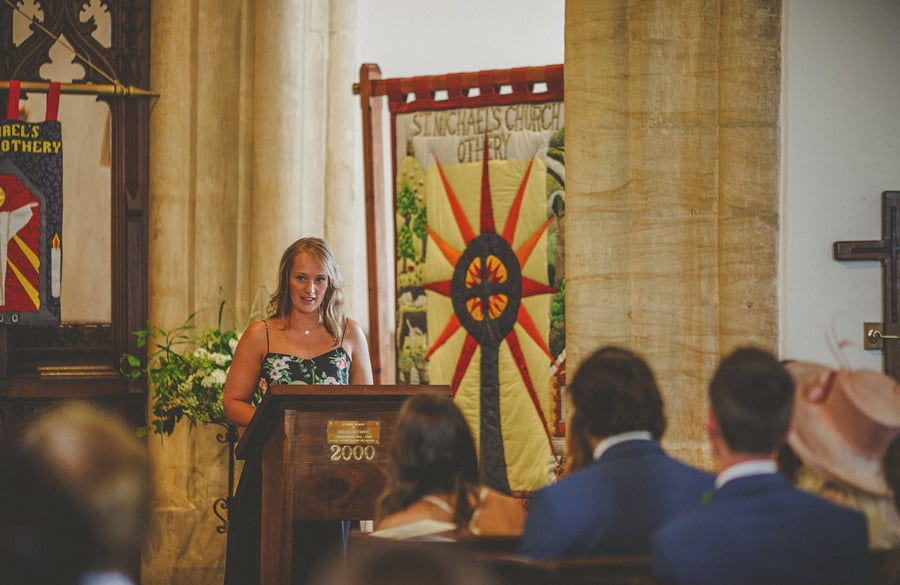 A wedding delivers a speech in the church at Othery