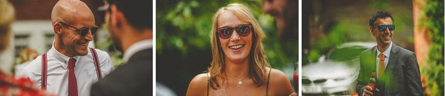 Wedding guests arriving at the house