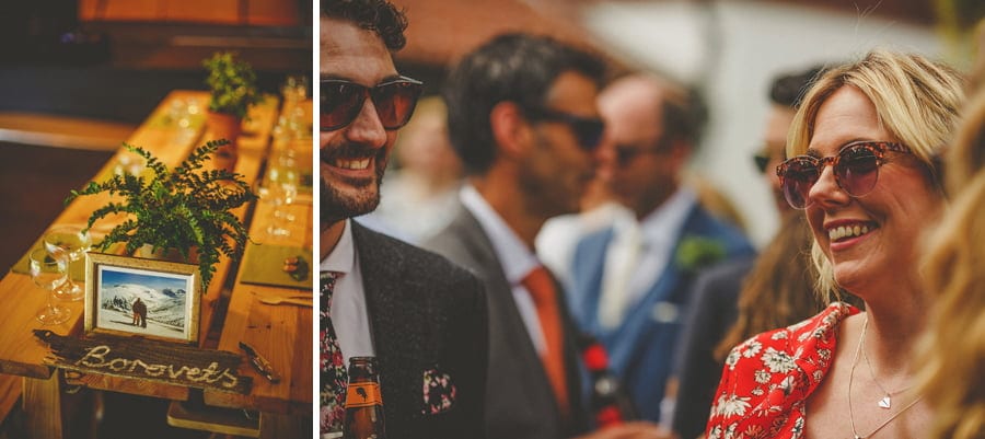 Wedding guests chat outside the tipi