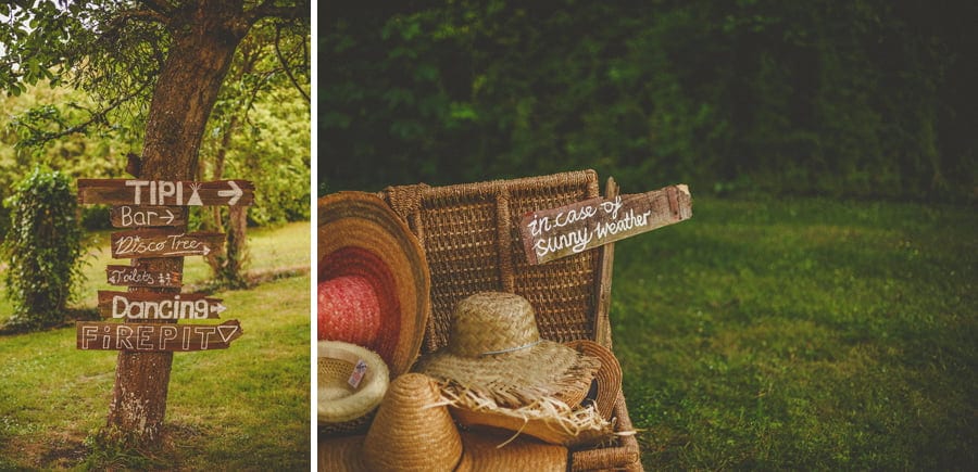 Wooden signs on the bark of a tree