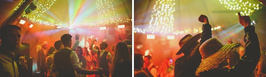 Wedding guests dancing in the tipi