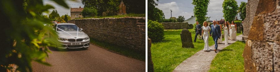 The wedding car arrives at the church