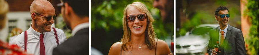 Wedding guests arriving at the house