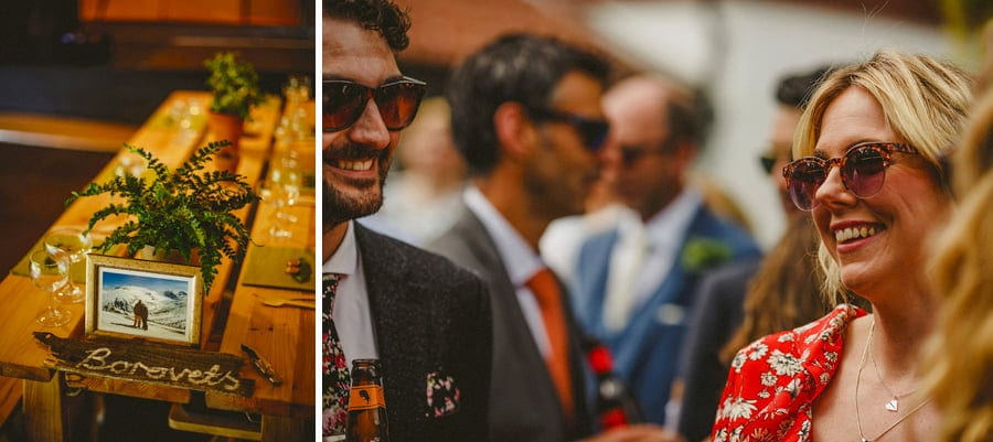 Wedding guests chat outside the tipi