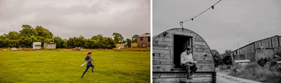 A boy runs across the field at Fernhill Farm