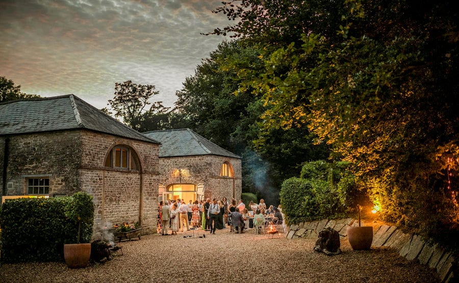 Evening guests at the barn in Pennard house, Somerset